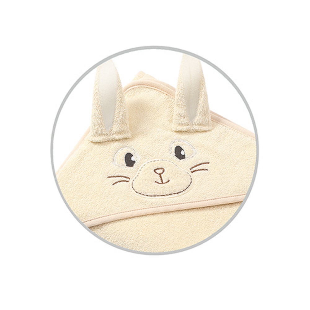 Полотенце Babyono детское махровое с капюшоном Bunny Ears 100x100 см молочное - фото 8