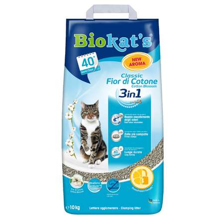 Наполнитель для кошек Biokats Классик 3в1 с ароматом хлопка 10кг