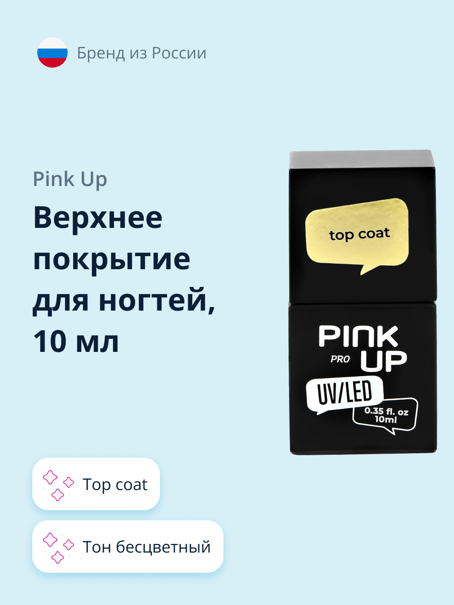 Верхнее покрытие для ногтей `PINK UP` `PRO` top coat 10 мл