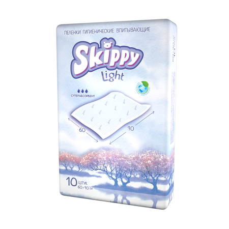 Пеленки одноразовые Skippy гигиенические супервпитывающие Light 60x90 10 шт 7049