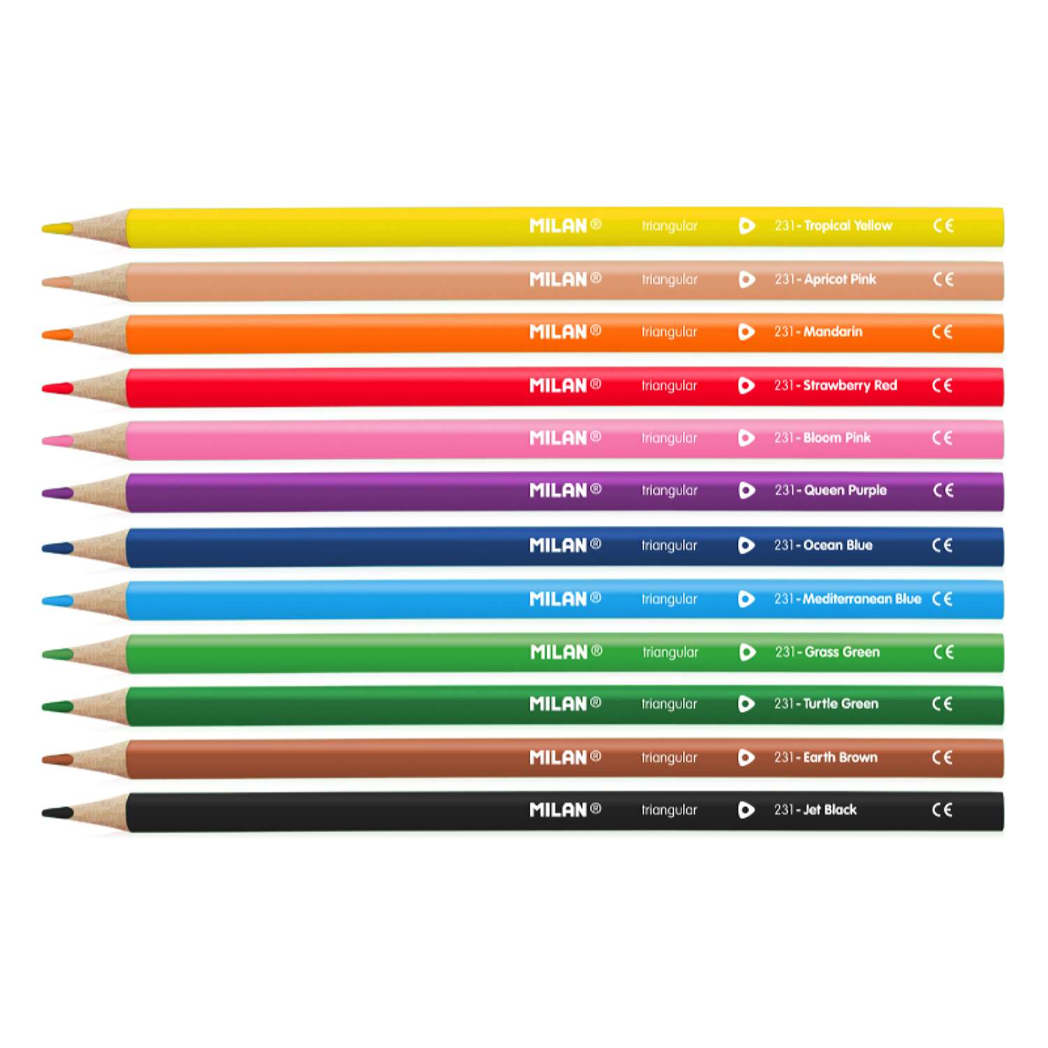 Набор цветных карандашей MILAN 12 шт трехгранный корпус в картонной упаковке - фото 2
