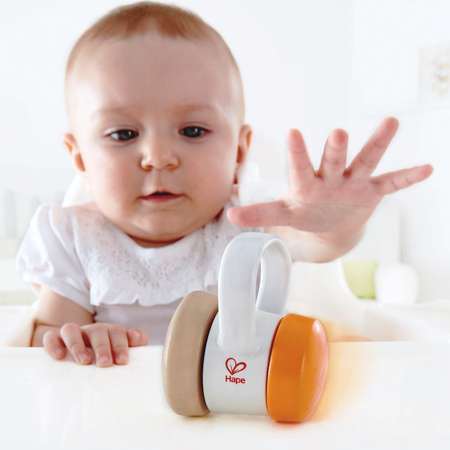 Игрушка для малышей 2 в 1 HAPE погремушка и каталка на колесах Роллер E0017_HP