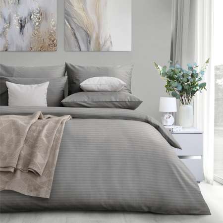 Комплект постельного белья LOVEME Gray 2.0СП наволочки 50х70 см страйп-сатин 100% хлопок