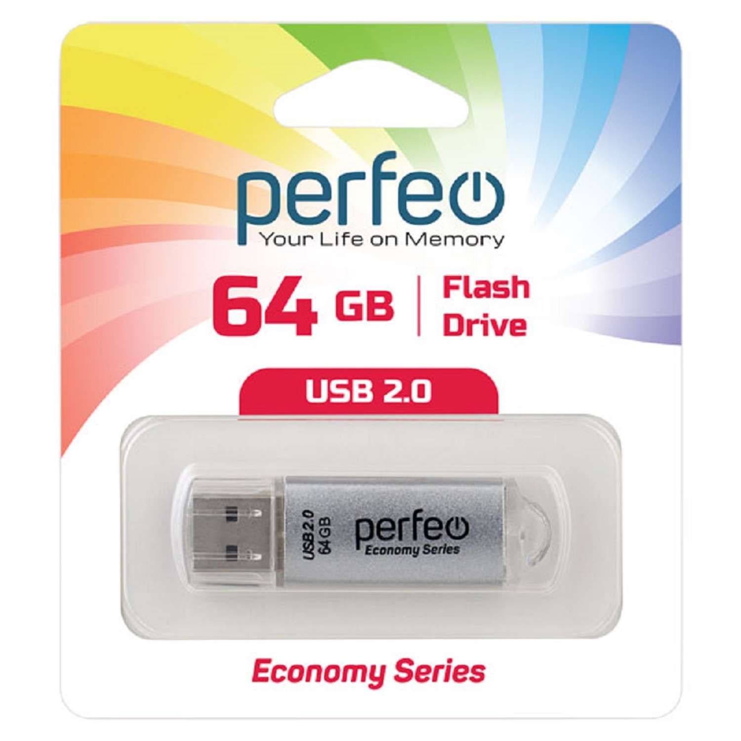 USB флеш Perfeo 64GB E01 Silver economy series - фото 2