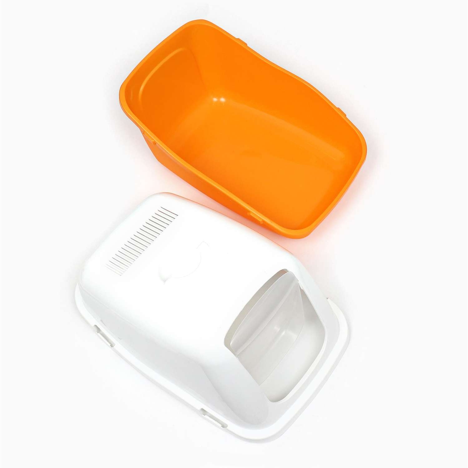 Домик-туалет Пижон для кошек 57x39x38 оранжевый-белый - фото 9