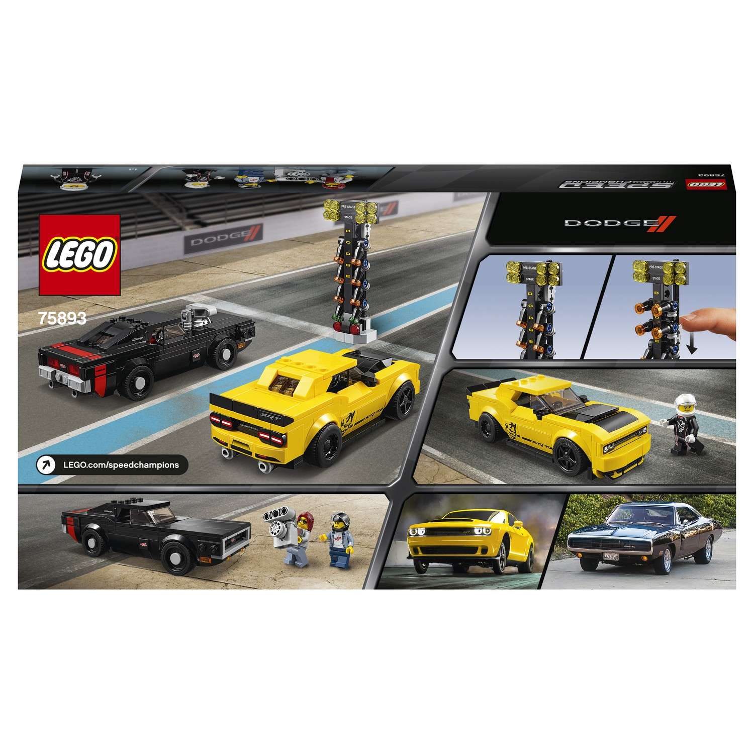Конструктор LEGO Speed Champions Автомобили 2018 Dodge Challenger SRT Demon+1970 Dodge Charger R/T 75893 - фото 3