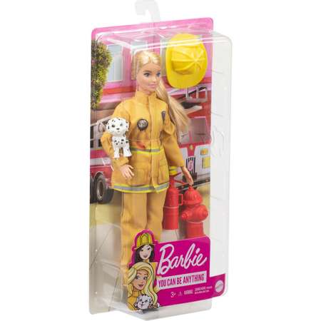 Кукла Barbie в пожарной форме с тематическими аксессуарами GTN83