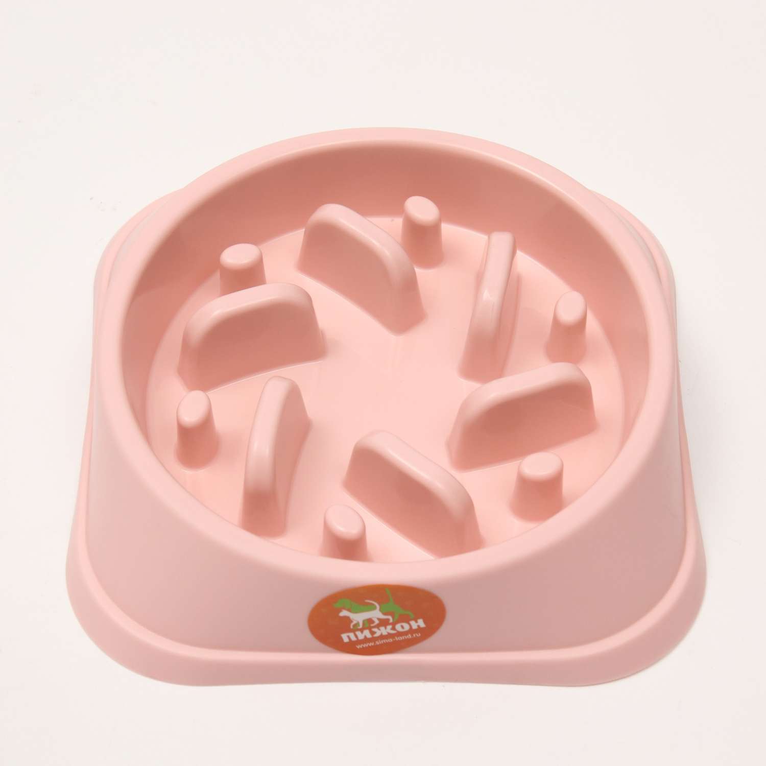 Миска Пижон Медленное кормление от переедания 20х20х4.5 см розовая 150 мл - фото 2