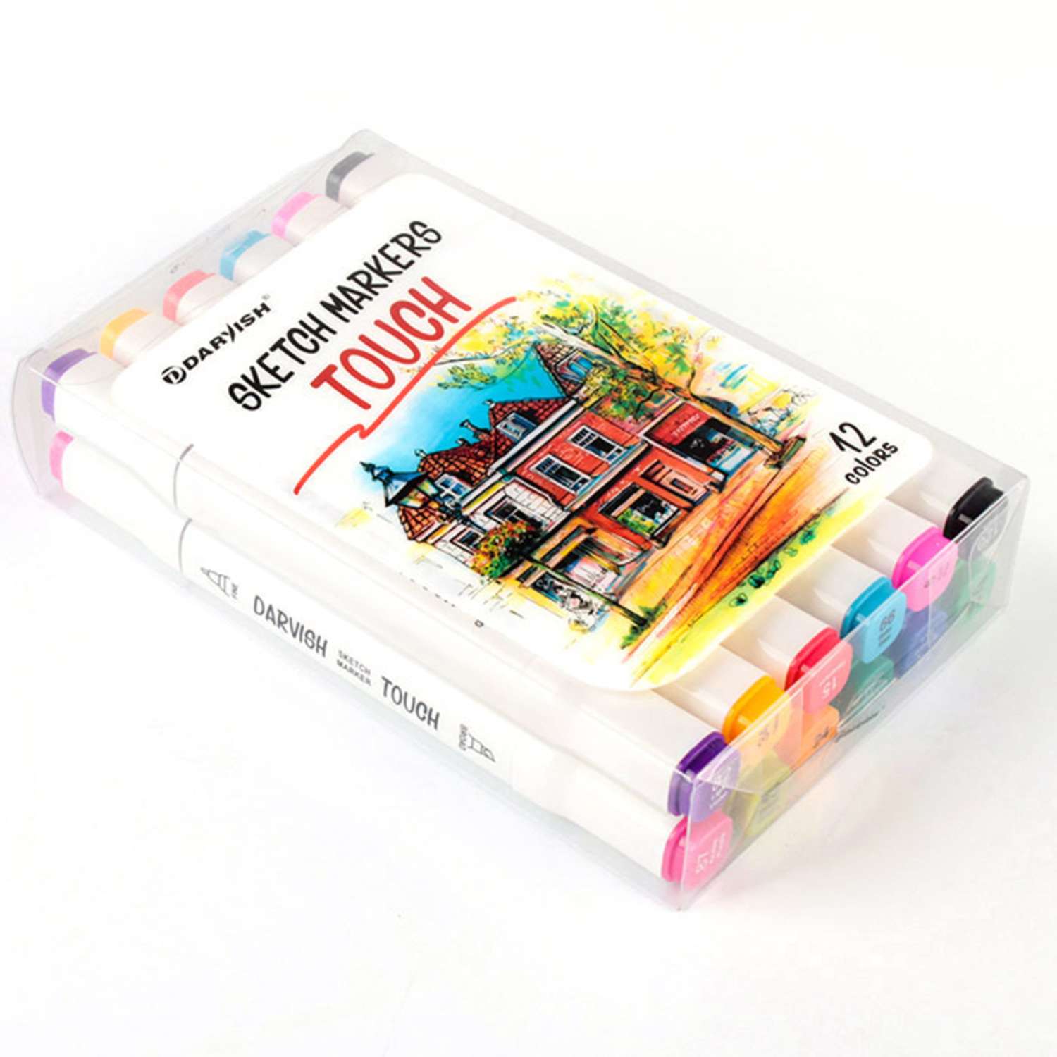 Маркеры для рисования Darvish скетчинга двусторонние тонкое и широкое перо от 1 мм до 7 мм 12 цветов - фото 7