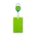 Карман для бейджа из экокожи Flexpocket цвет зеленый с рулеткой и вытяжной нитью