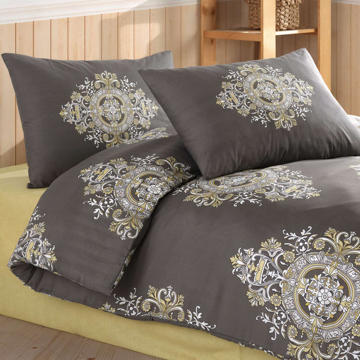 Комплект постельного белья ATLASPLUS размер Евро ранфорс хлопок Damask-Sari - фото 3
