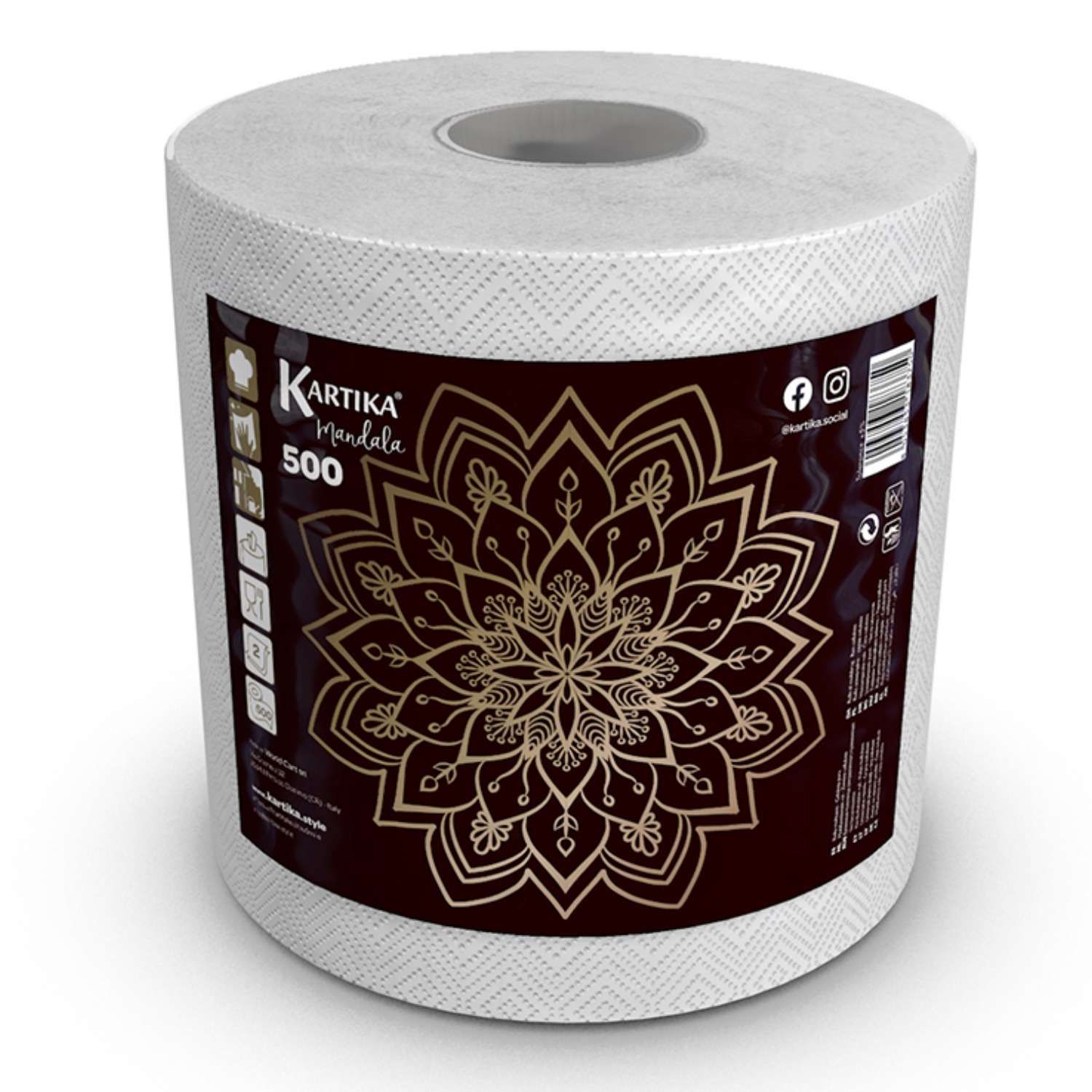 Полотенца бумажные World cart Mandala 2 слоя 1 рулон 500 листов 21.7х20.5 см - фото 1