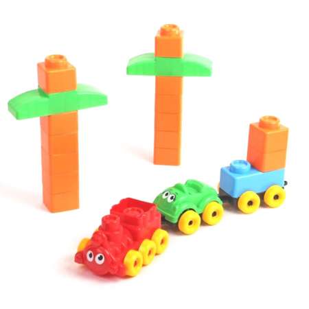 Развивающие игрушки БИПЛАНТ Конструктор для малышей Кноп-Кнопыч 36 деталей + Юла Юлька пастельные цвета