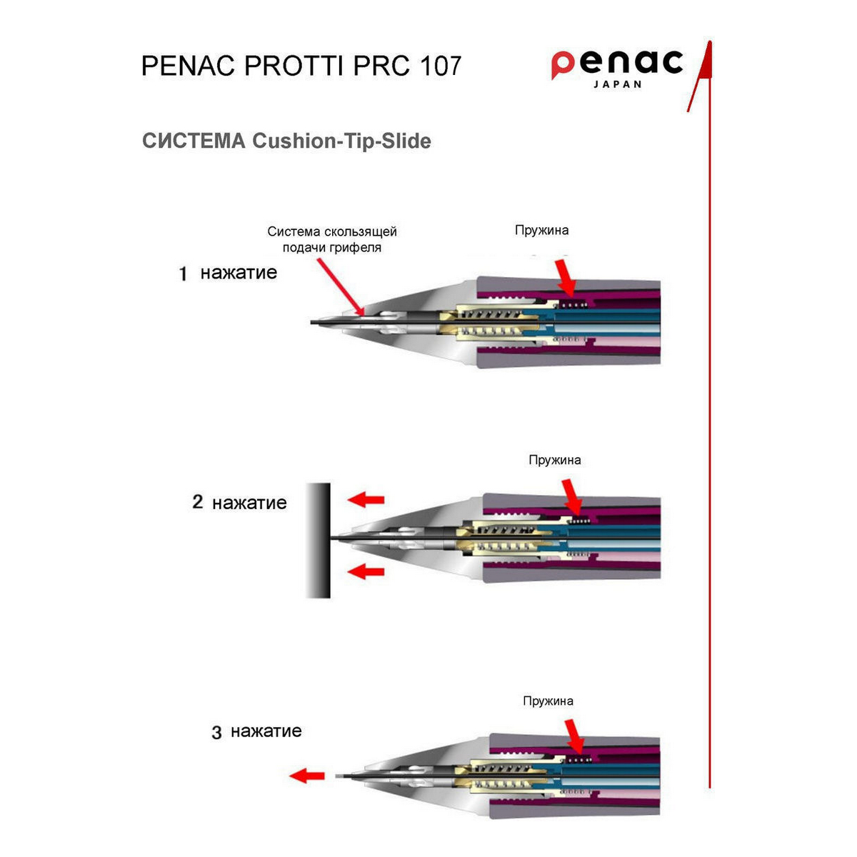 Карандаш механический PENAC Protti PRC 107 0.7мм НВ корпус голубой MP010703-GC7 - фото 3