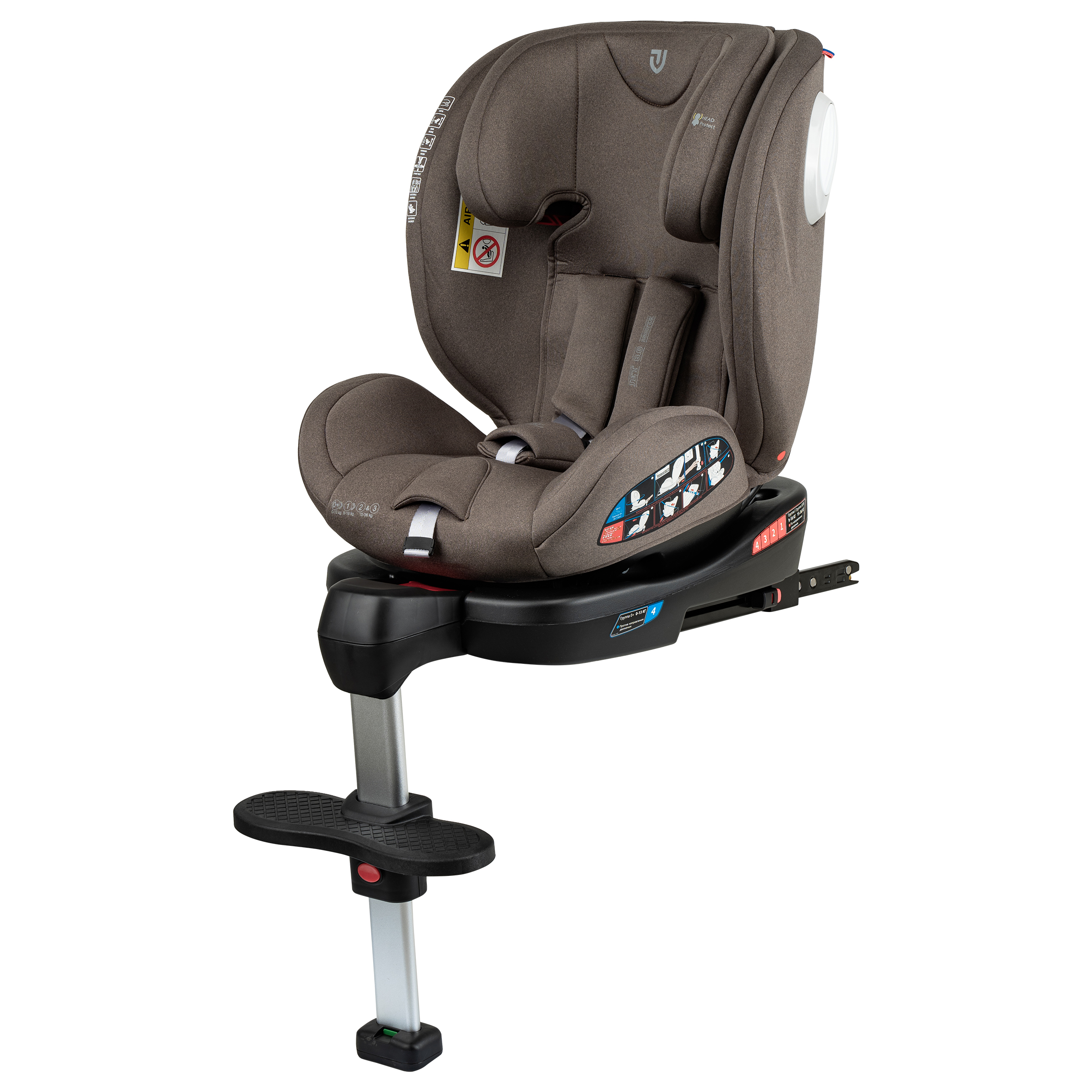 Автокресло детское JOVOLA Jet Isofix 0-36 кг группа 0+1+2+3 с упором в пол бежевый-коричневый - фото 8