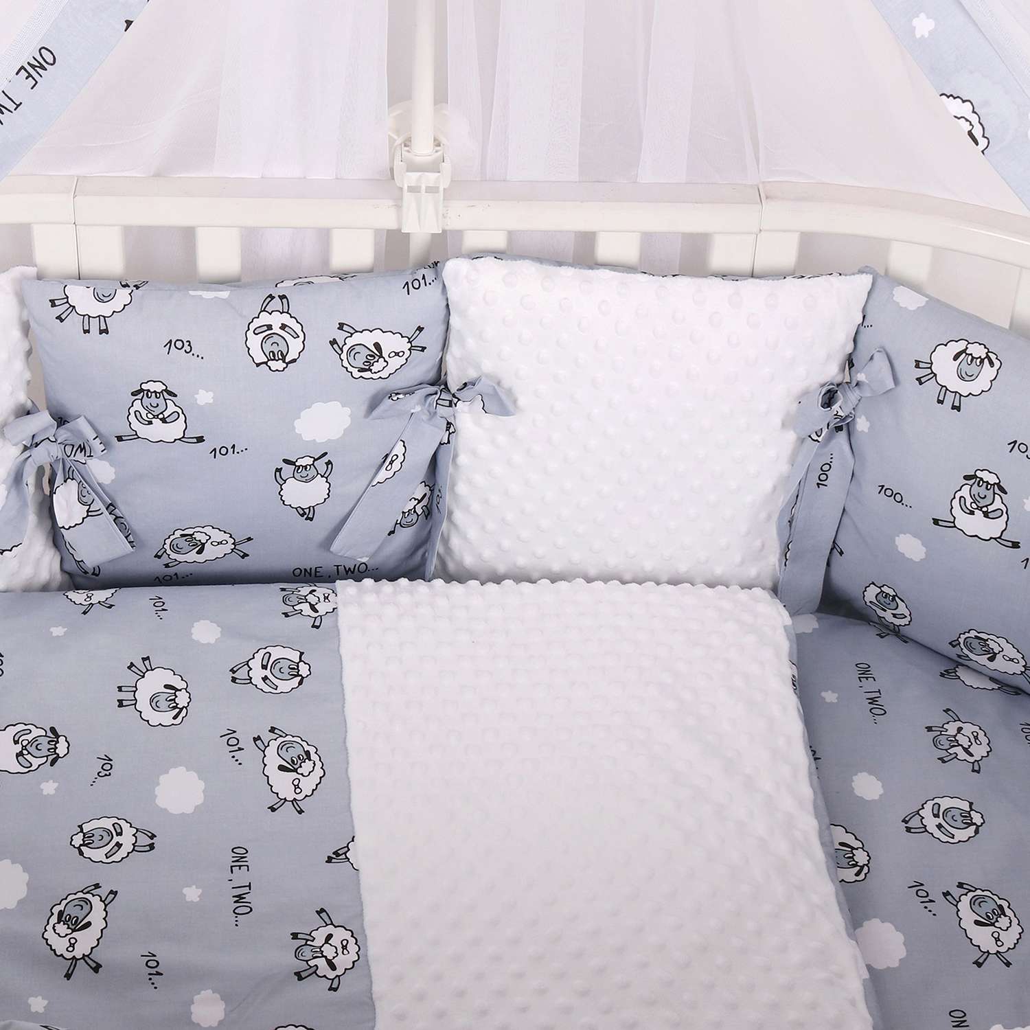 Комплект постельного белья Amarobaby Exclusive Soft Collection 101 Барашек 4предмета Серый - фото 4