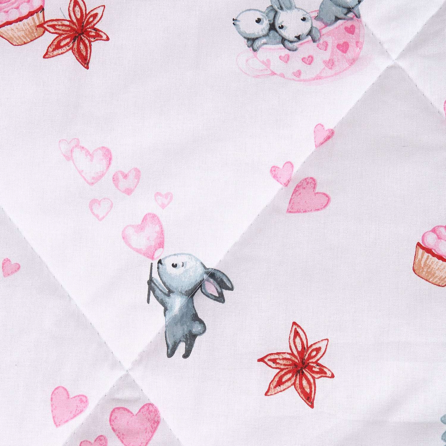 Одеяло Спаленка-kids детское всесезонное Rainbow 1.5-спальное зайчата-розовые - фото 3