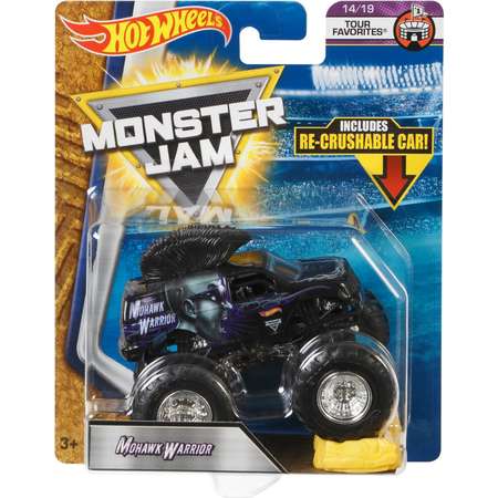 Машина Hot Wheels Monster Jam 1:64 Tour Favorites Воин с ирокезом FLX41