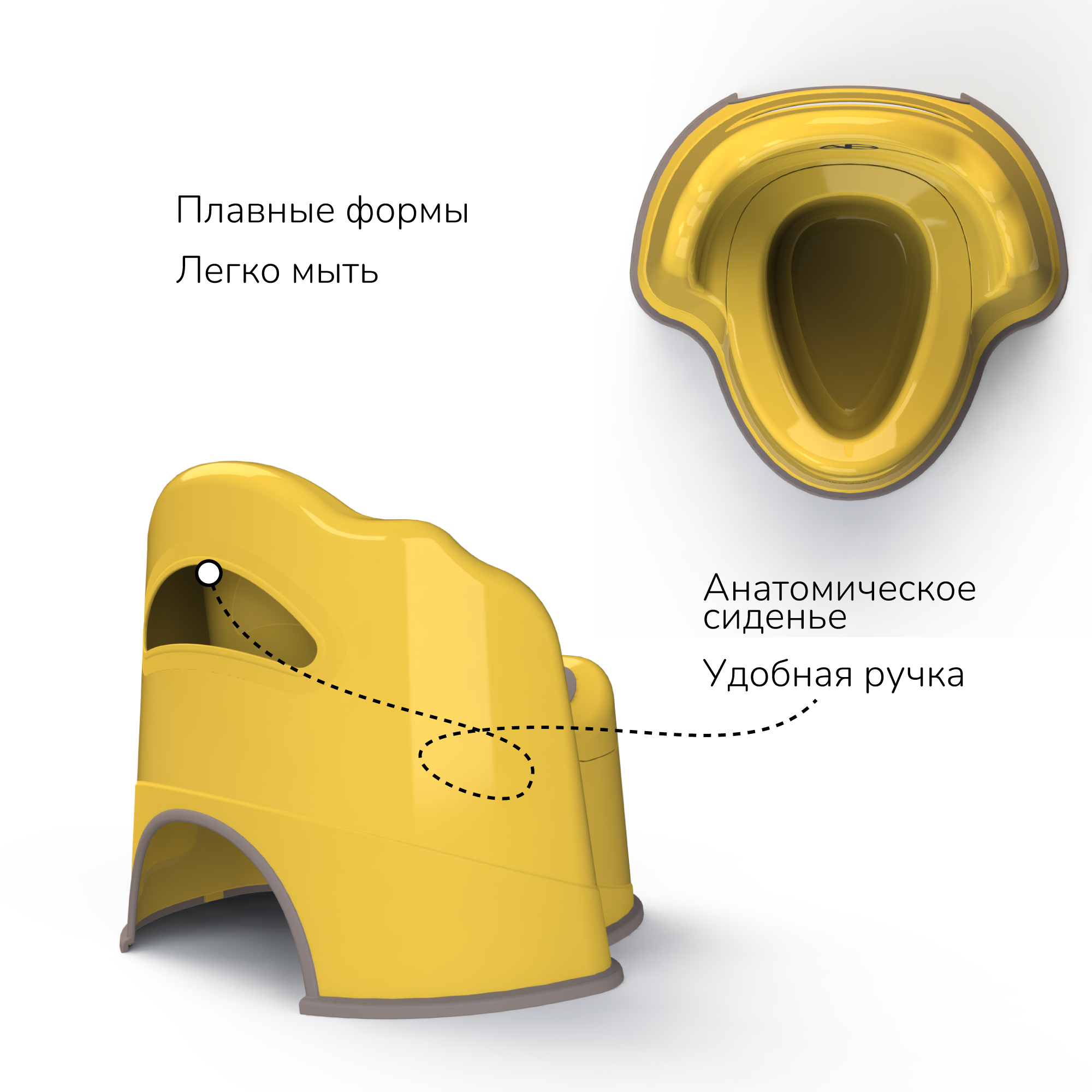 Горшок детский с крышкой Amarobaby Ergonomic жёлтый - фото 4