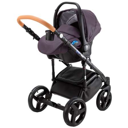 Коляска 3в1 BeBe-mobile Ravenna Deluxe V204 Сливовая кожа+Карамельная кожаная отделка