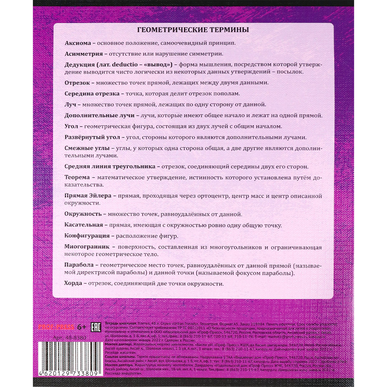Набор предметных тетрадей Prof-Press клетка Геометрия Urban friends А5 48 листов 4 шт - фото 4