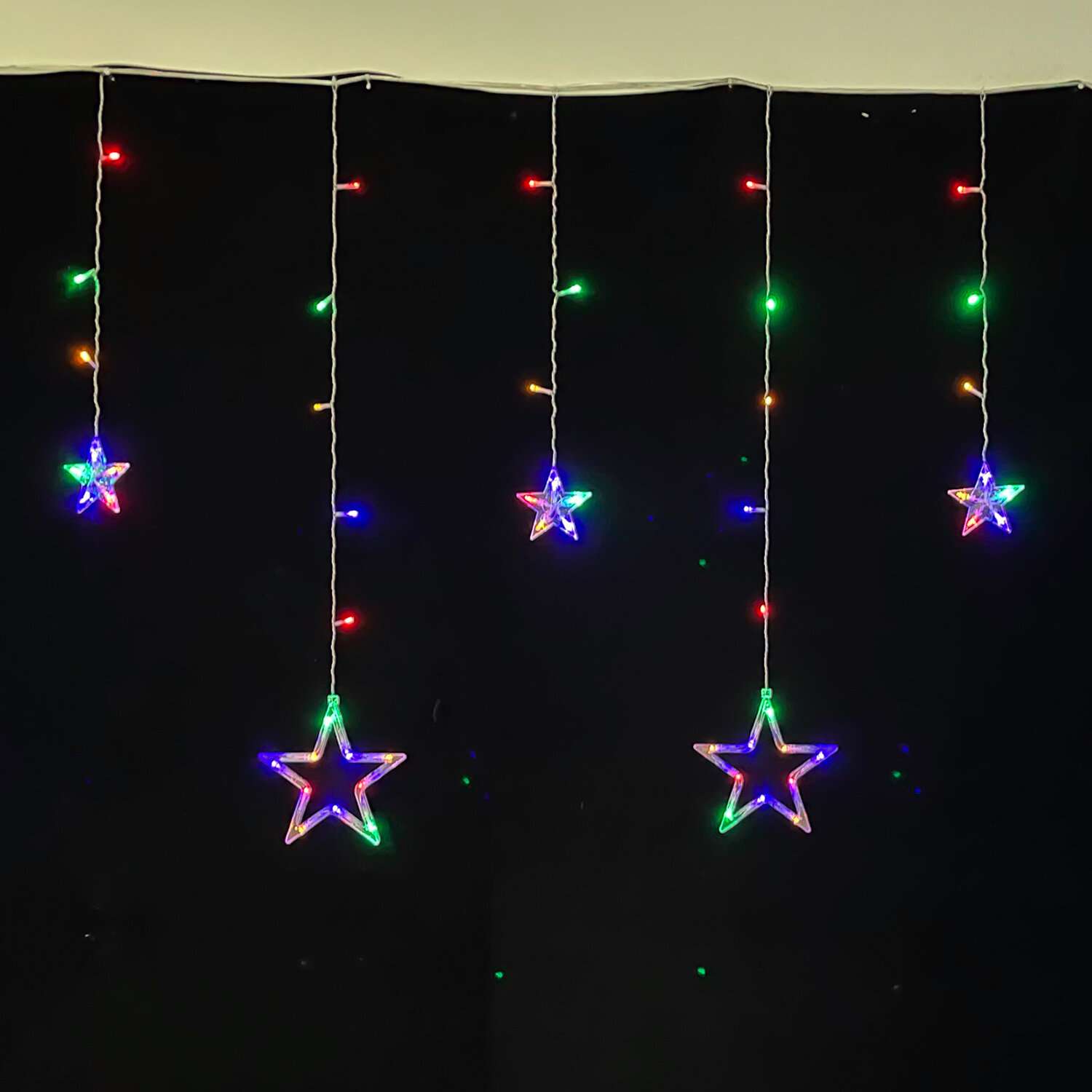 Электрогирлянда Золотая сказка светодиодная новогодняя Звезды занавес на окно 3х1 м - фото 2