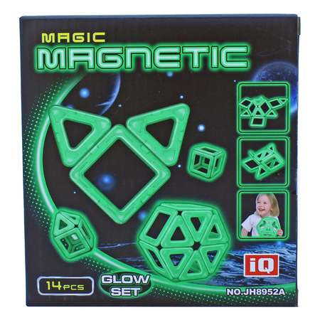 Конструктор магнитный Kribly Boo Флуоресцентный пластиковый сборный/детская развивающий с 14 крупными деталями