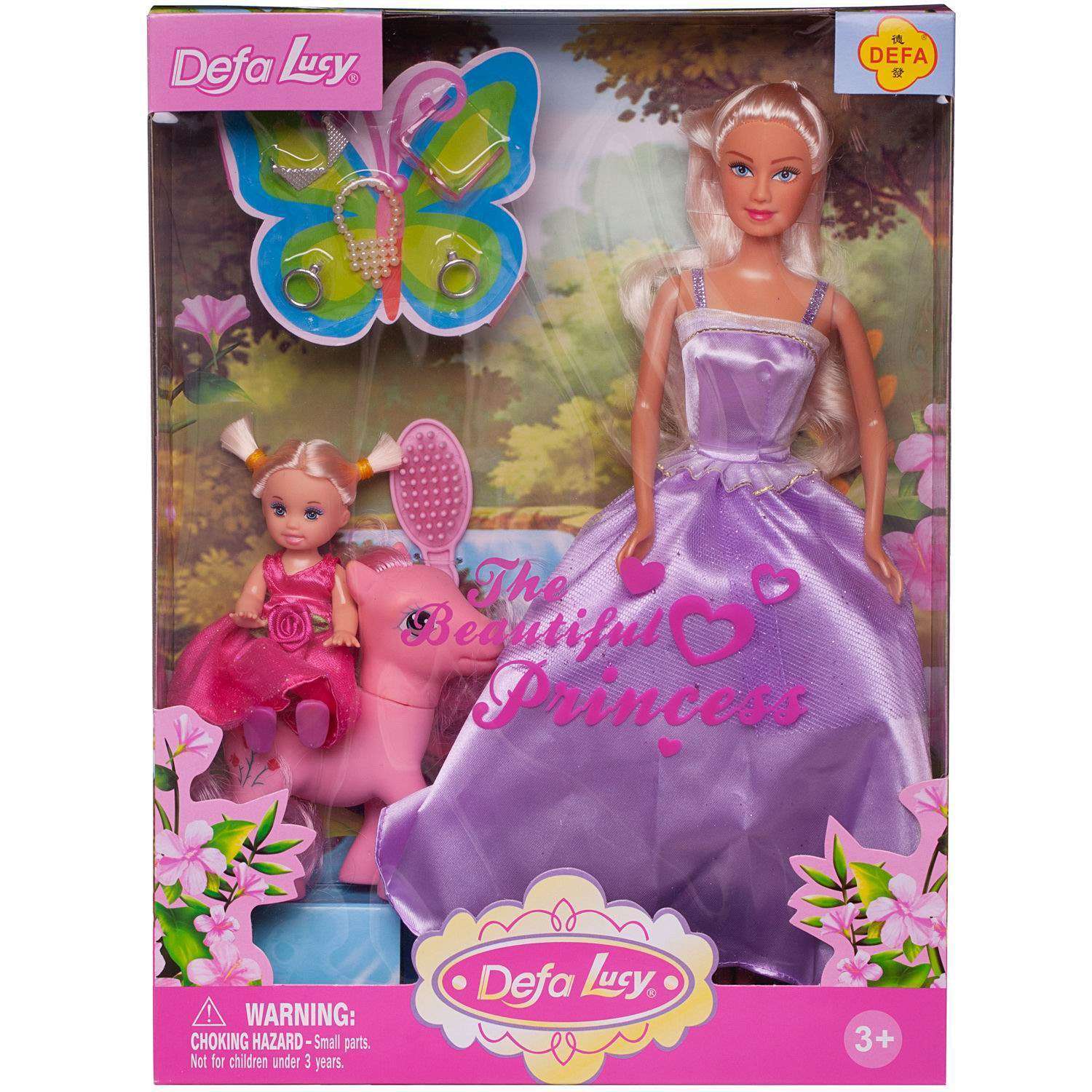 Игровой набор ABTOYS Кукла Defa Lucy в фиолетовом платье с дочкой на пони 8077d/фиолетовое - фото 1