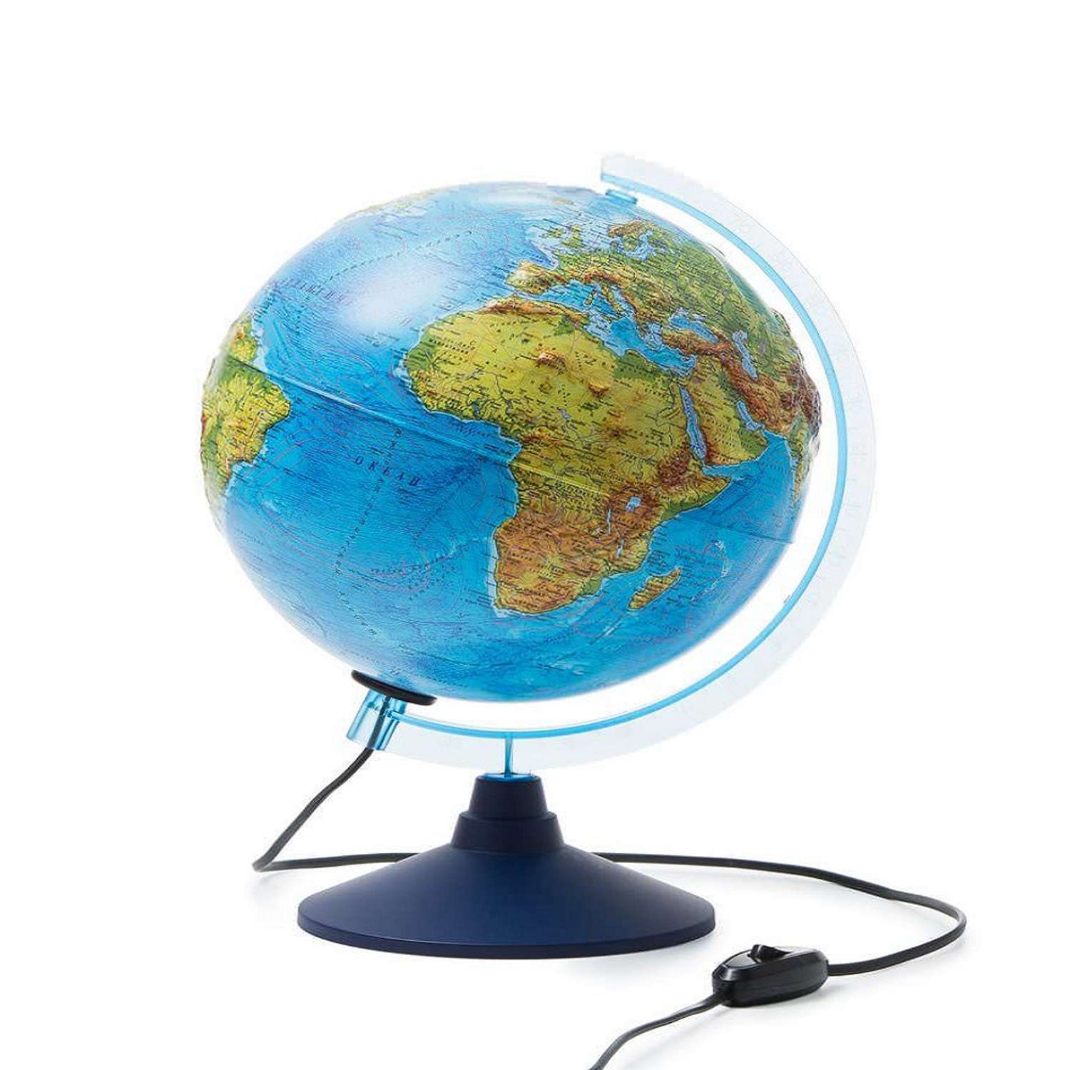 Глобус Globen Земли рельефный с LED-подсветкой диаметр 25 см + Карта складная Мир и Россия - фото 2
