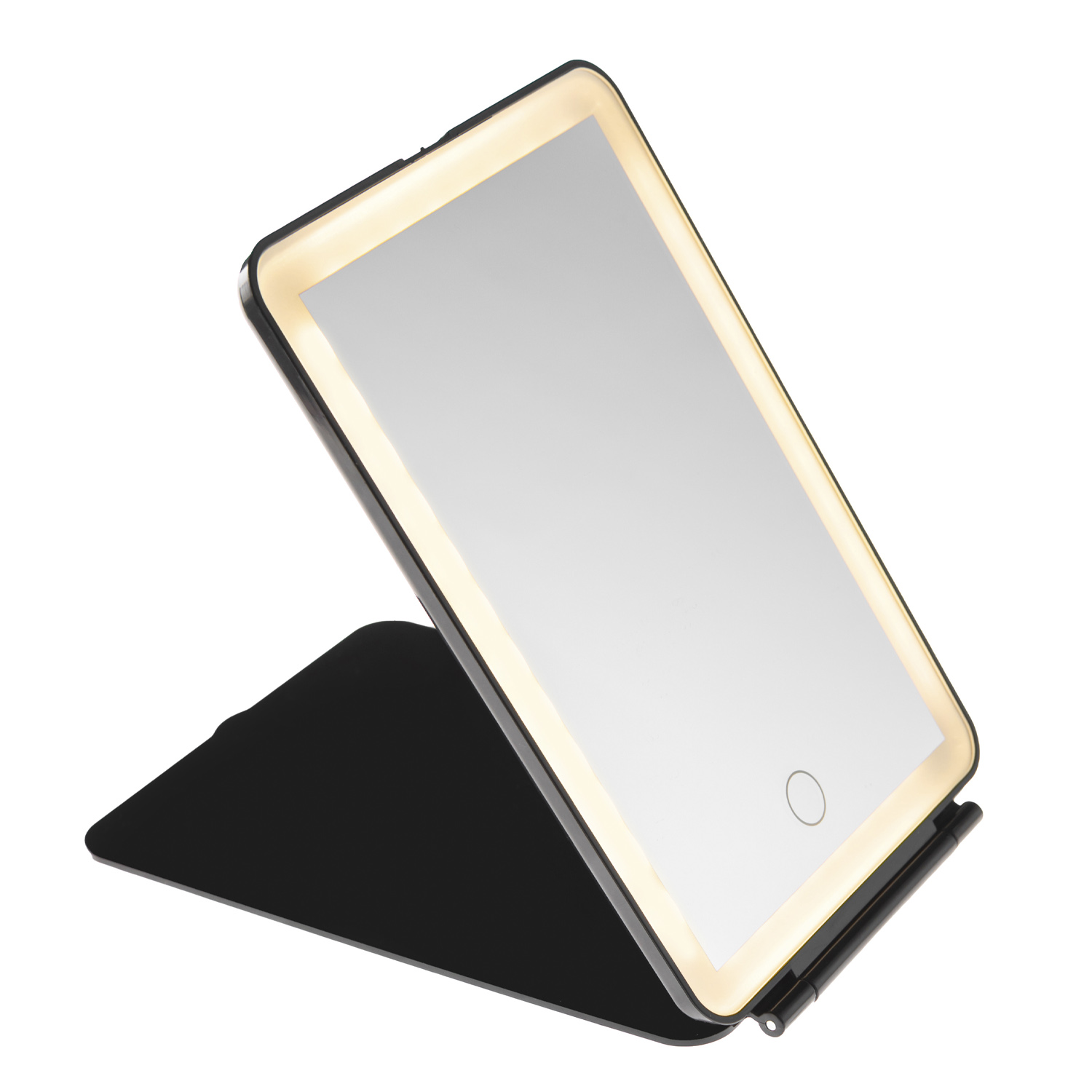 Зеркало косметическое CleverCare в форме планшета с LED подсветкой монохром цвет черный - фото 3