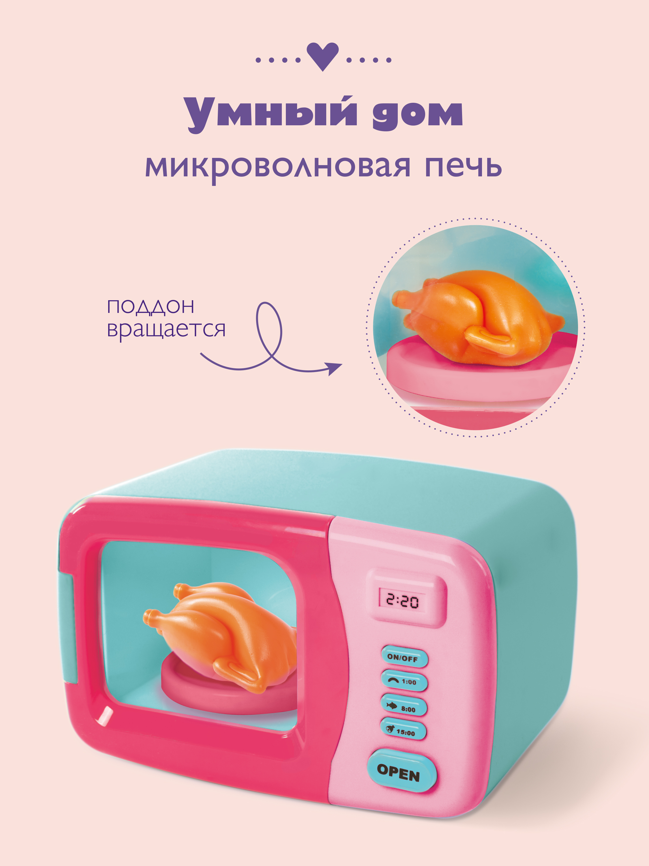 Микроволновка Умный дом, коралловая