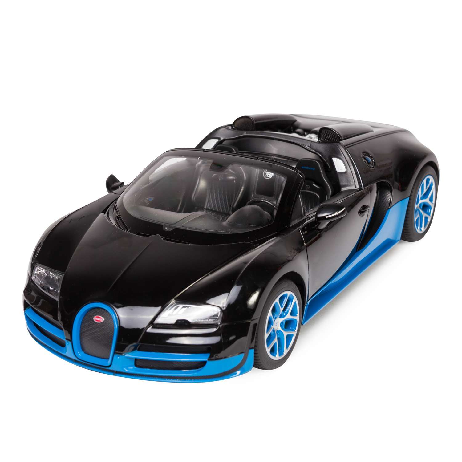 Машинка Rastar радиоуправляемая Bugatti Vitesse 1:14 черно-голубая - фото 2