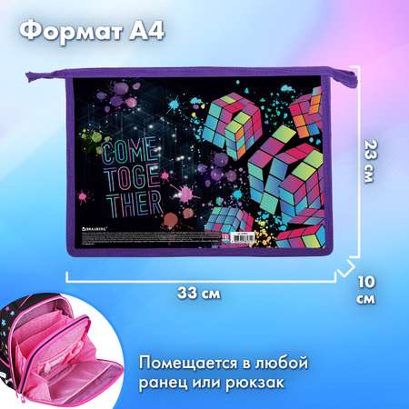 Папка для уроков труда Brauberg на молнии пластиковая А4 2 отделения