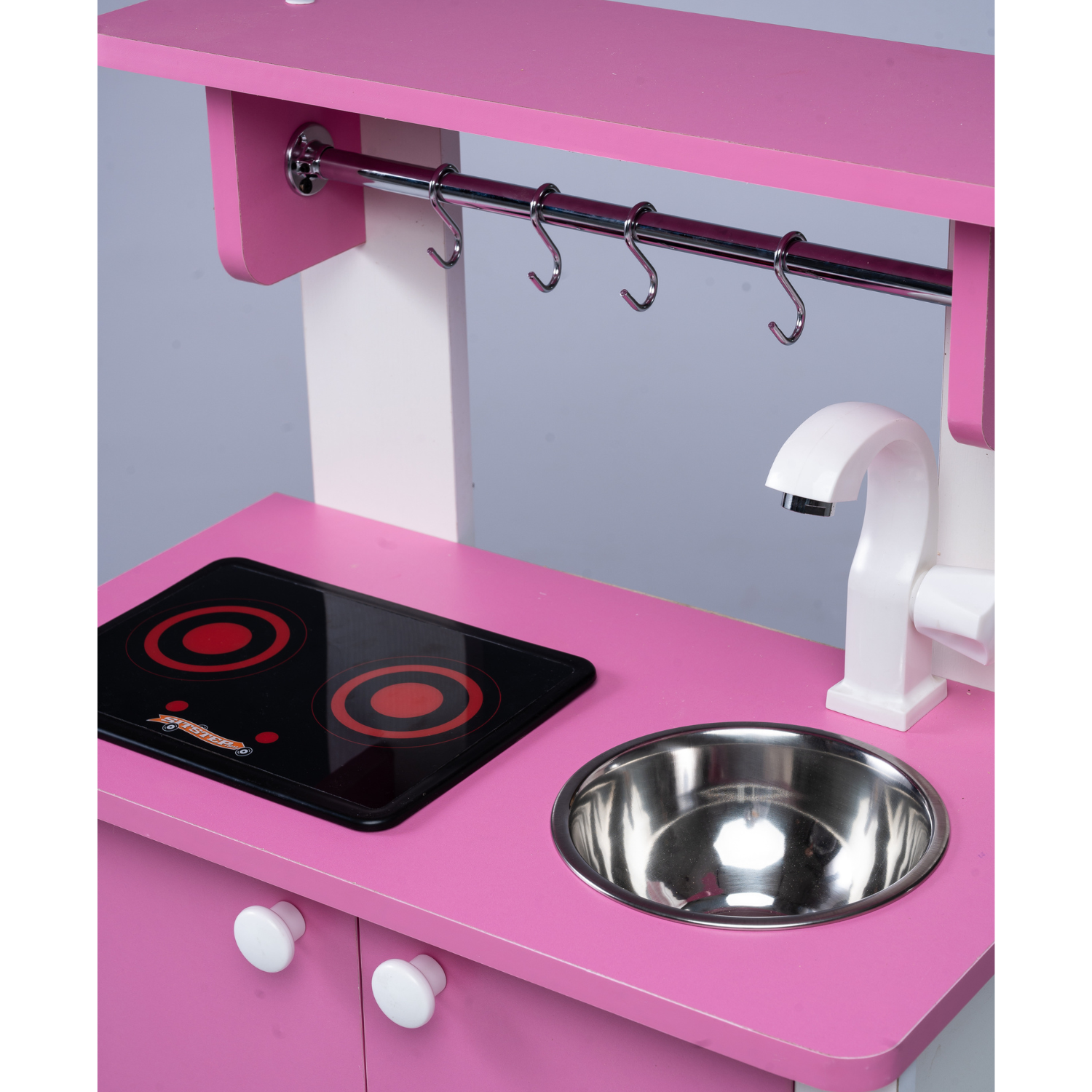 Детская кухня Sitstep Элегантс с интерактивной плитой. Малиновые фасады - фото 3