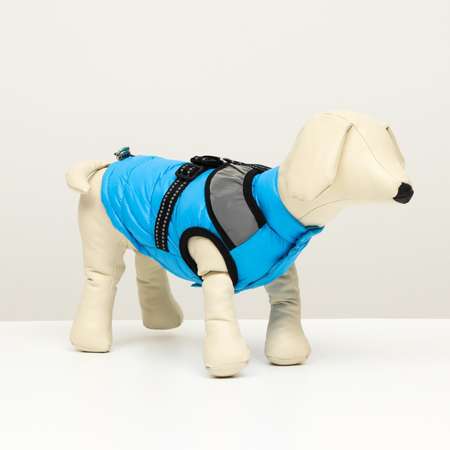 Куртка для собак Sima-Land со светоотражающими полосами голубая