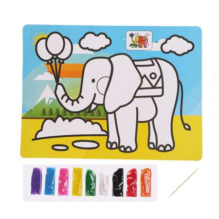 Фреска Школа Талантов с цветным основанием «Слон» 9 цветов песка по 2 г