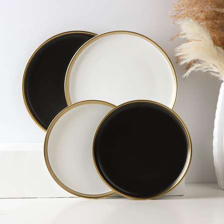Набор Sima-Land керамических тарелок «День» 2 предмета: d=25 5 см цвет белый