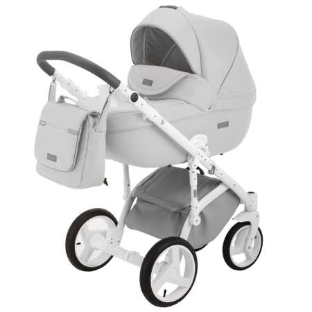 Коляска 2в1 BeBe-mobile Ravenna Deluxe V207 Белая кожа+Светло-серая кожаная отделка