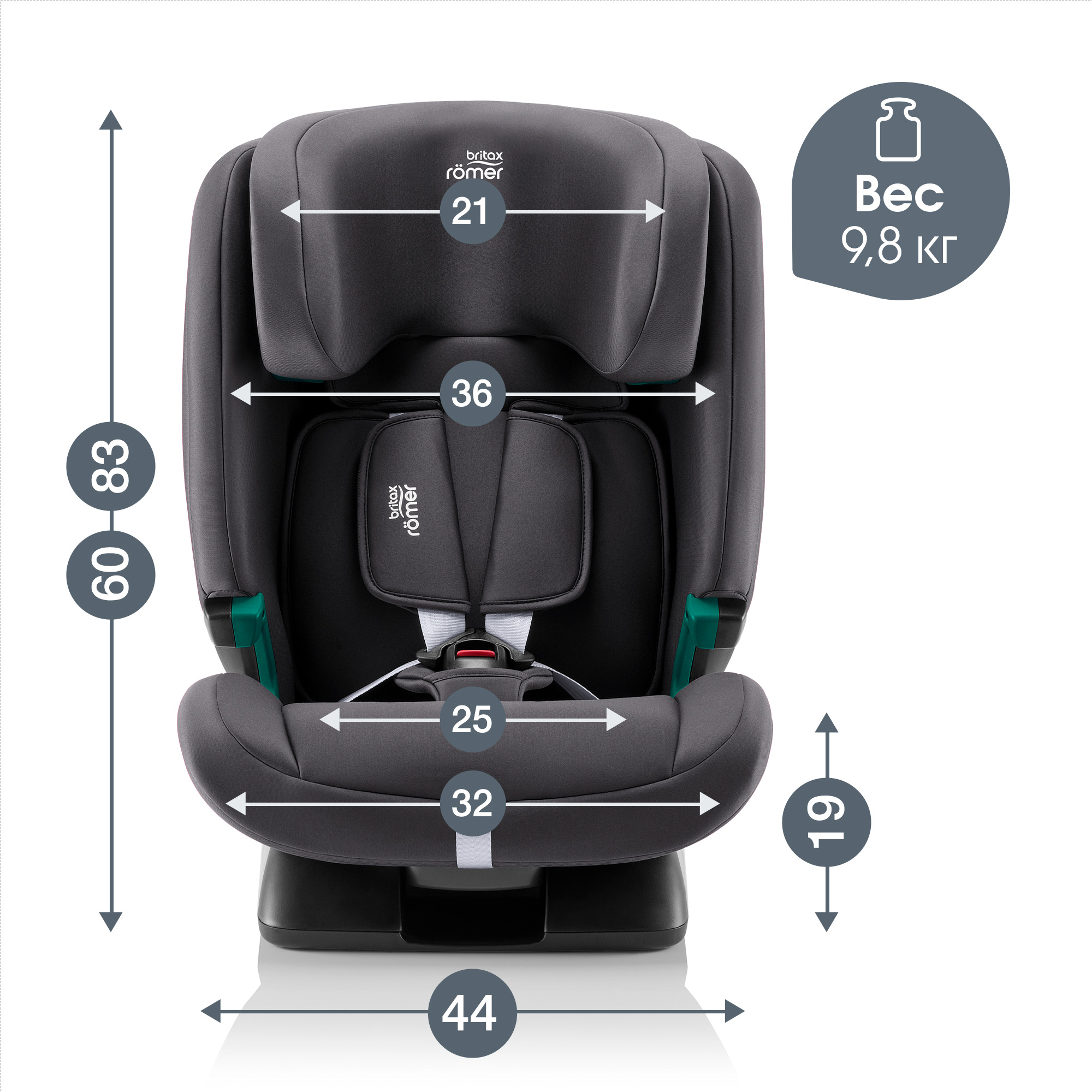 Автокресло Britax Roemer Evolvafix midnight grey - фото 11