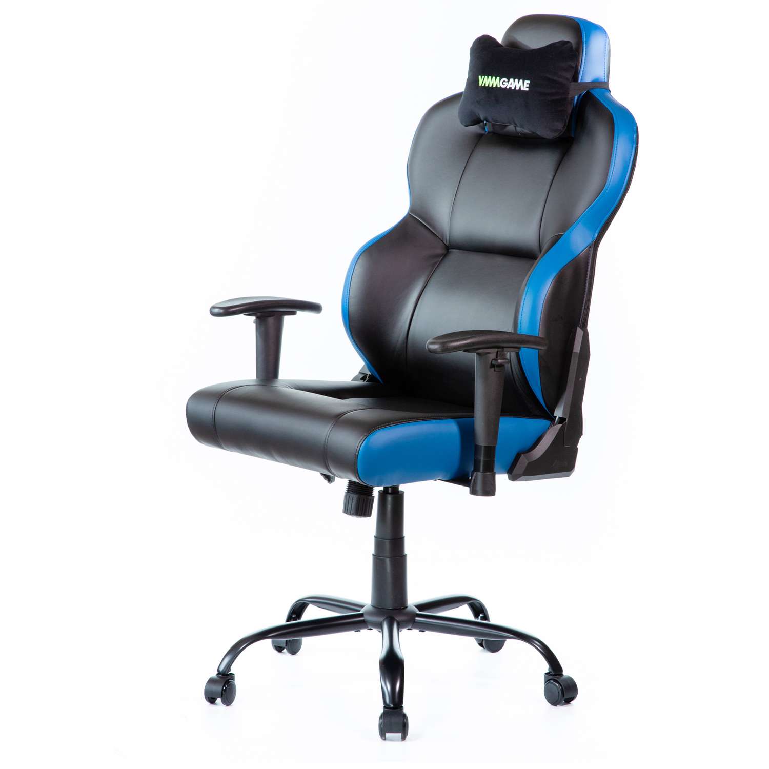 Кресло компьютерное VMMGAME UNIT UPGRADE с регулируемой спинкой кожа черно-синий - фото 1