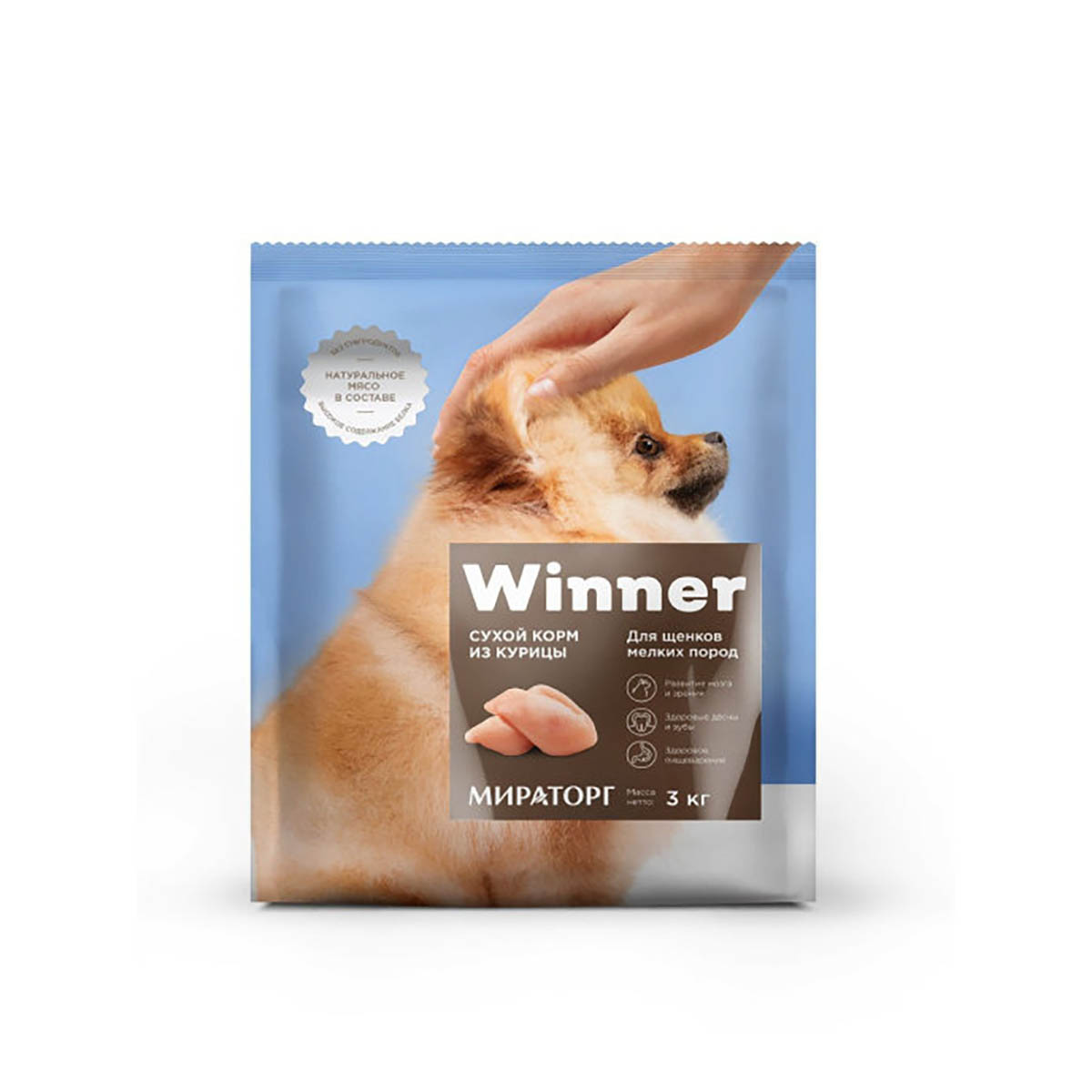 Корм сухой WINNER полнорационный для щенков мелких пород из курицы 3кг - фото 1