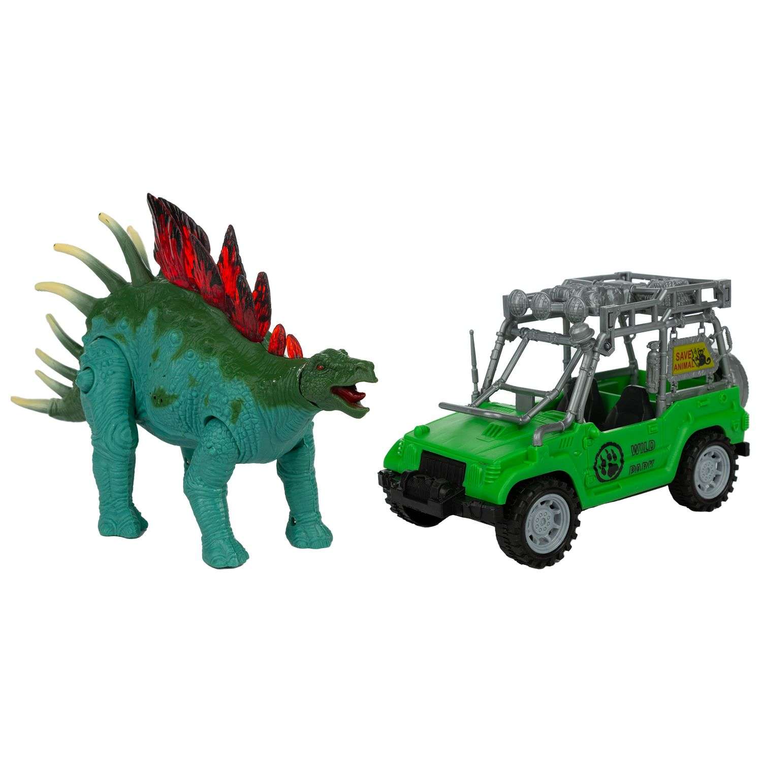 Набор игровой KiddiePlay Динозавр стегозавр с джипом 12628 - фото 1