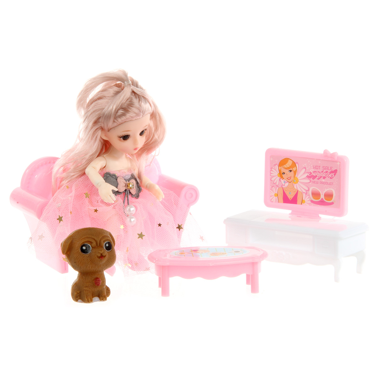 Кукла Veld Co шарнирная с собачкой и мебелью 119898 - фото 8