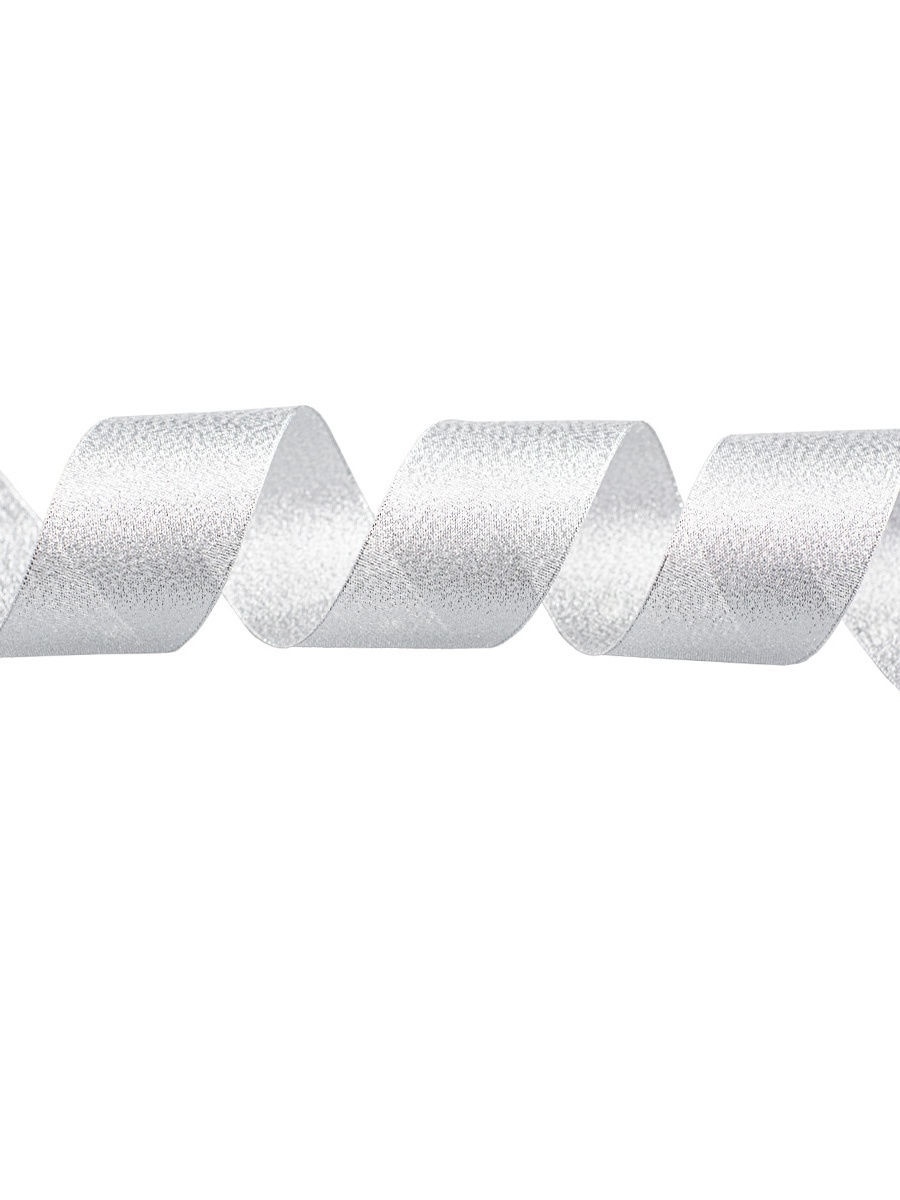 Лента Айрис декоративная металлизированная упаковочная 5 см 32.9 м серебро - фото 3