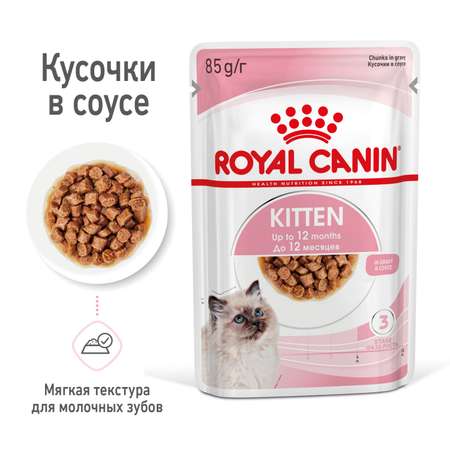 Корм влажный для котят ROYAL CANIN Kitten 85г кусочки в соусе 77851