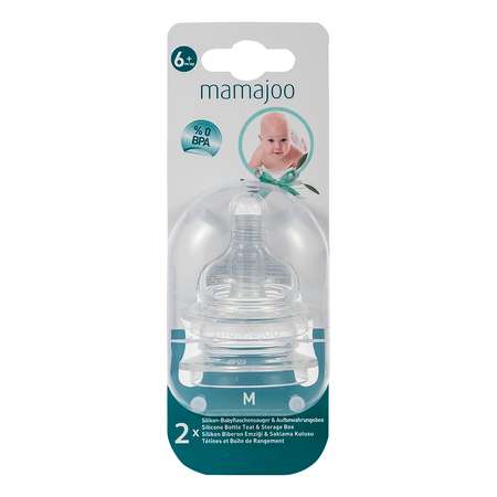 Сменная соска Mamajoo силиконовая для бутылочки с боксом для хранения 2шт