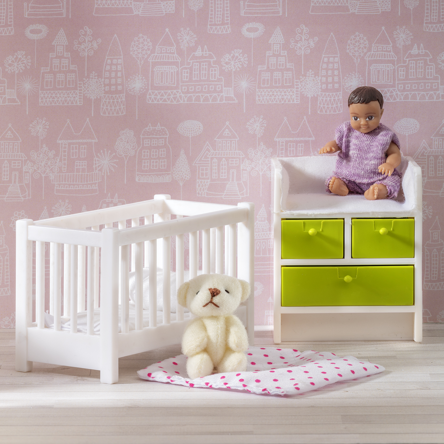 Мебель для домика Lundby Кровать и пеленальный комод 5предметов LB_60209900 LB_60209900 - фото 3