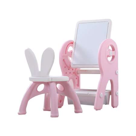 Набор для творчества Floopsi мольберт столик конструктор стульчик. Доска для рисования и конструирования Розовый
