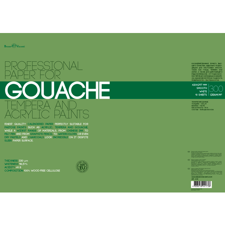 Бумага Bruno Visconti Профессиональная для акрила гуаши и темпера А3 420х297 мм 10 листов