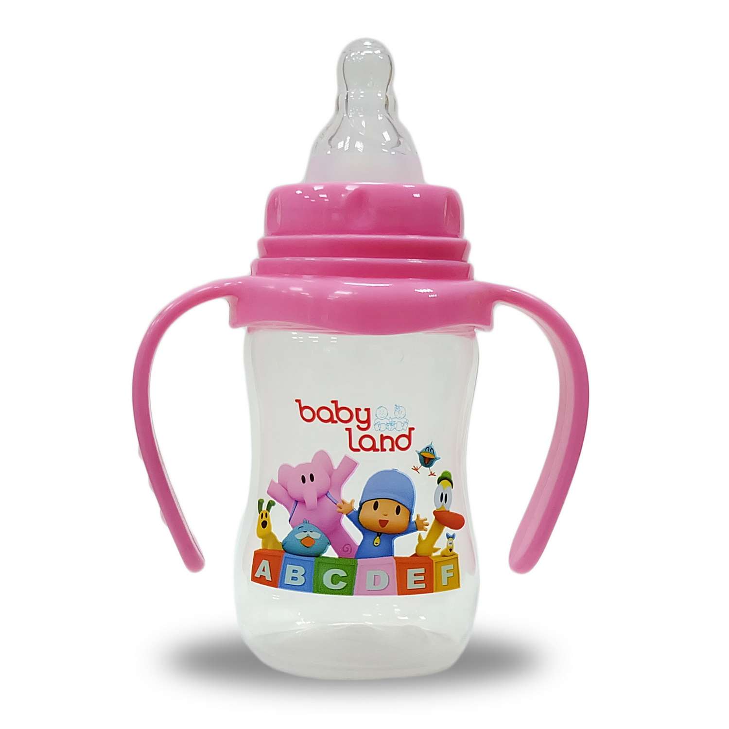 Бутылочка для кормления Baby Land с ручками 150мл и силиконовой соской Air System розовый - фото 1